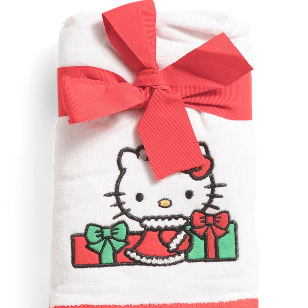 HELLO KITTY Set Of 2 Hello Presents Hand Towels- 16x28-NWT